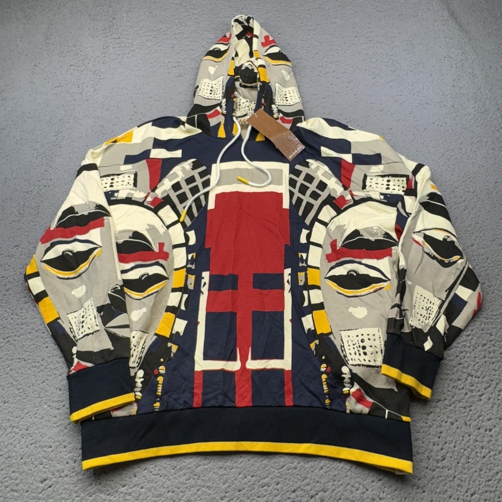 AGTAWH Hoodie Mens Small All Over Unity Print Motif French Terry Abstract Art